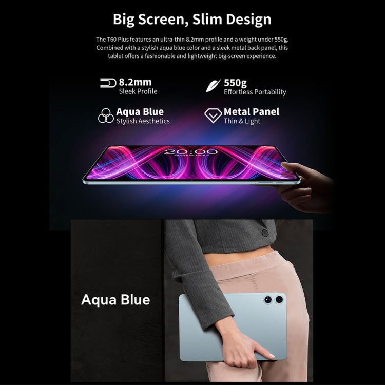 Teclast T60 Plus 4G LTE Tablet PC, 6GB+128GB, 12 inch Android 14 MediaTek Helio G88 Octa Core, Support Dual SIM