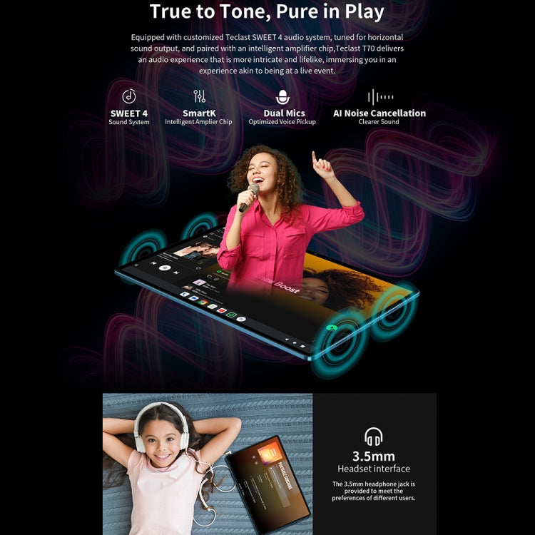 Teclast T70 4G LTE Tablet PC, 8GB+256GB, 14 inch Android 14 MediaTek Helio G99 Octa Core, Support Dual SIM