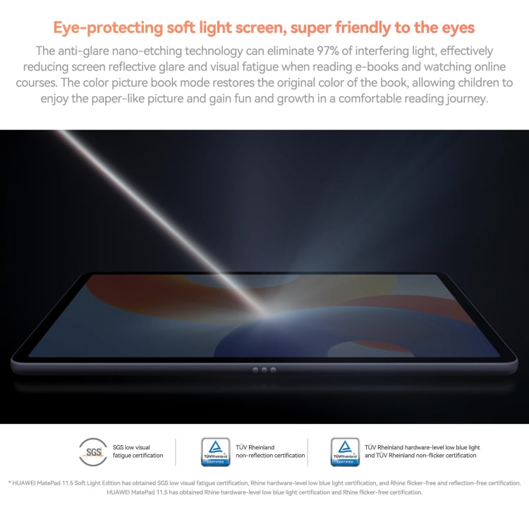 HUAWEI MatePad 11.5 2024, WiFi Soft Light Screen 8GB+256GB 120Hz HarmonyOS 4.2 Histen 9.0 Hisilicon Kirin 8000