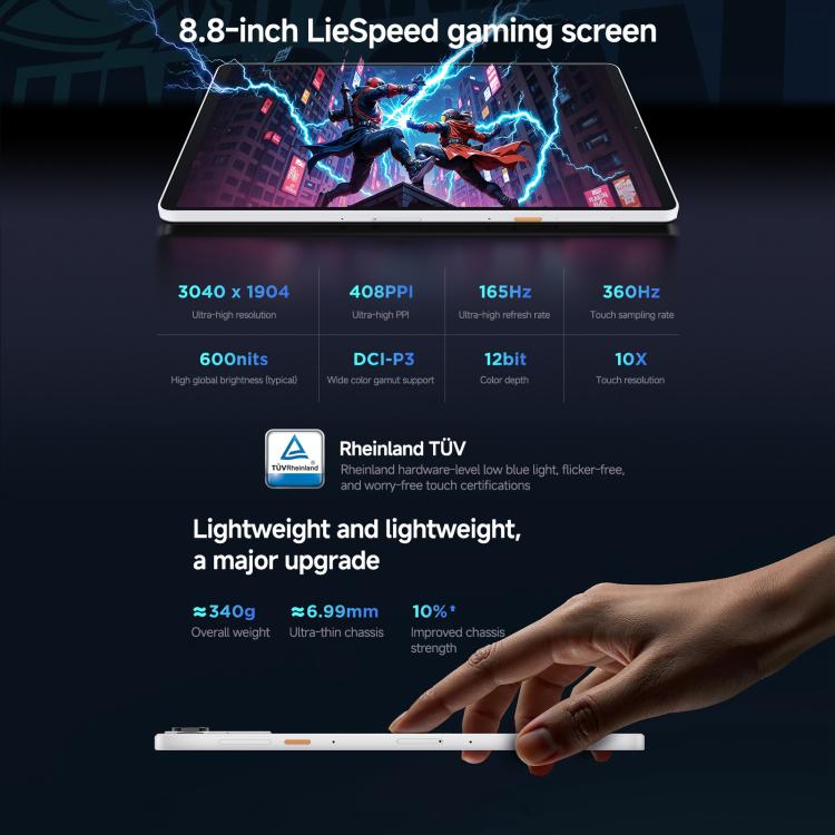 Lenovo LEGION x PΛNDΛER Y700, 8.8 inch WIFI Tablet, 16GB+512GB, Android 15, Qualcomm Snapdragon 8 Elite Octa Core, US Plug