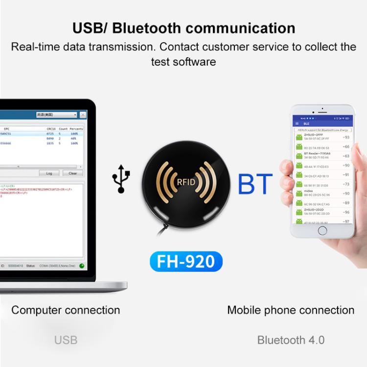 UHF RFID Handheld Portable Tag Bluetooth Reader