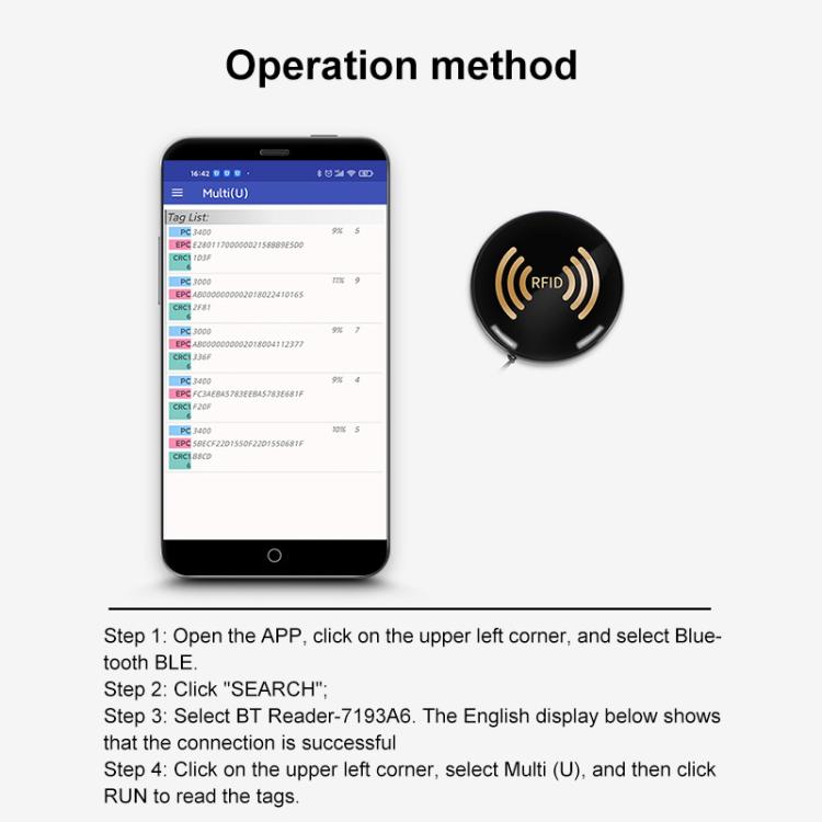 UHF RFID Handheld Portable Tag Bluetooth Reader