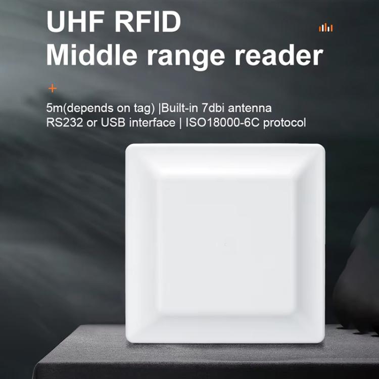 UHF Electronic Tag Identification RFID Reader / Writer 7dbi Antenna Integrated Reader, Style: RS232 Port