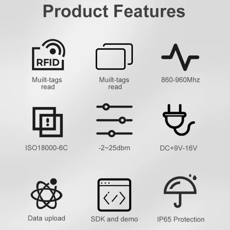 UHF Electronic Tag Identification RFID Reader / Writer 7dbi Antenna Integrated Reader, Style: USB Virtual Port