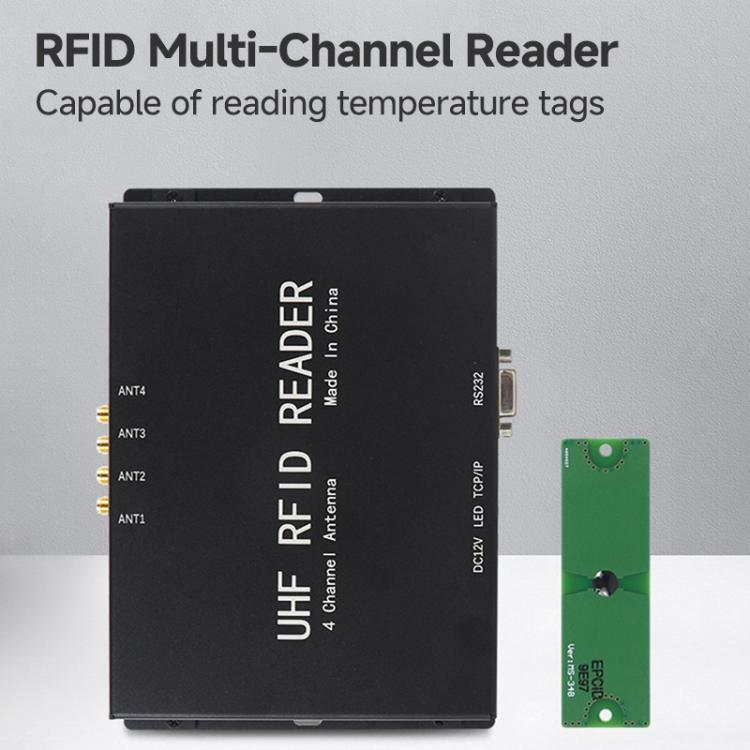 4-Channel UHF RFID Reader Writer with Antenna, MODBUS Passive Temperature Sensor Reader for Electric Power Monitoring