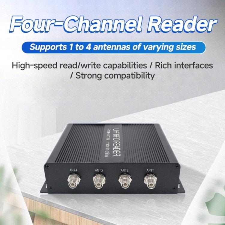 RFID 4-Channel UHF Long-Range Reader, Industrial Access Control & Warehouse Management RFID Reader / Writer