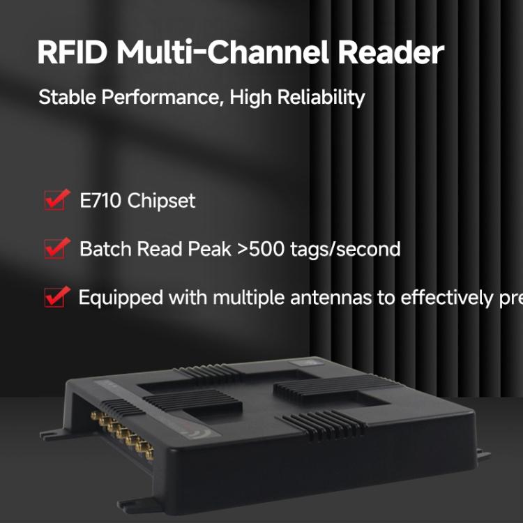 8-Channel RFID Reader / Writer with Impinj E710 Module, Fixed UHF Industrial Long-Range Reader for Warehouse Management