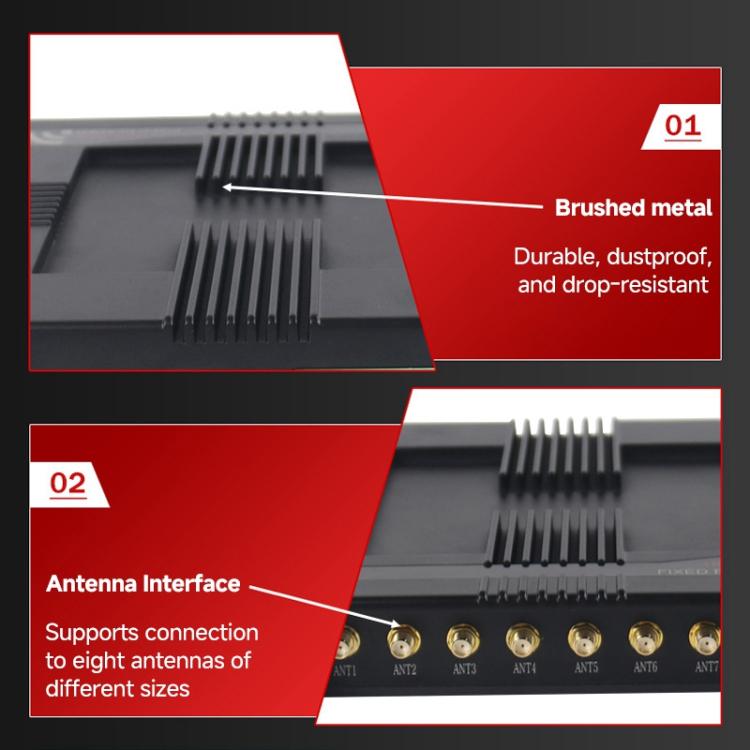 8-Channel RFID Reader / Writer with Impinj E710 Module, Fixed UHF Industrial Long-Range Reader for Warehouse Management