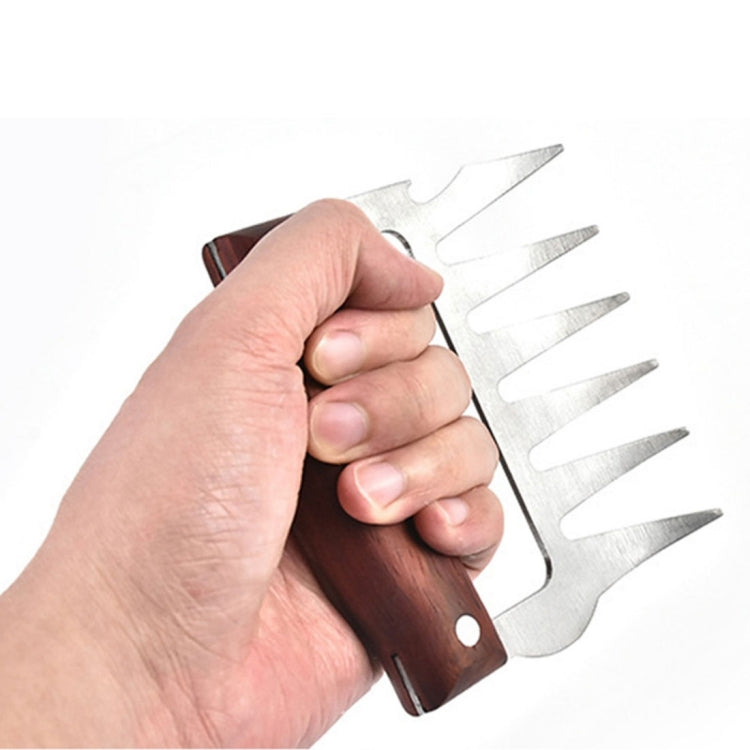 2 PCS Bear Claw Shaped stainless steel Barbecue Fork Chicken Shredded Wooden Handle  Anti-skid Creative Kitchen Fork Claw Meat Claw Splitter with
