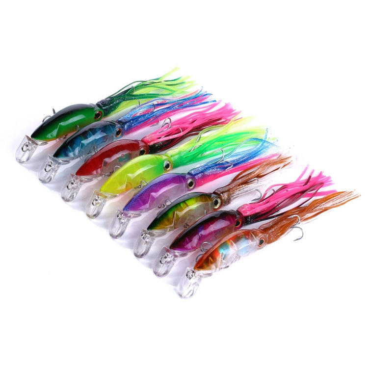 HENGJIA JIZ002 10cm/16.6g 8 PCS Big Octopus Squid Shaped Hard Baits Long Shot Fishing Lures Tackle Baits Fit Sea Fishing and Freshwater Fishing,Boxed